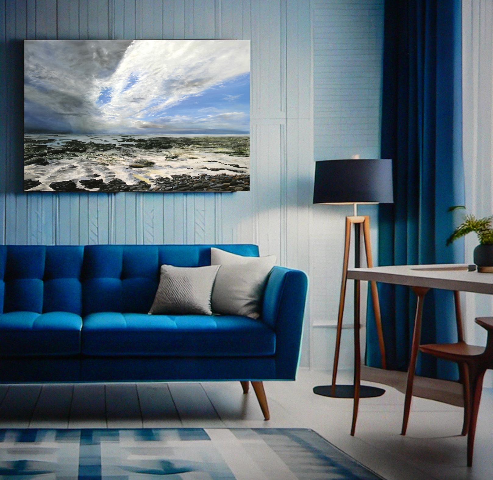 room with oil painting by dawn lawrence